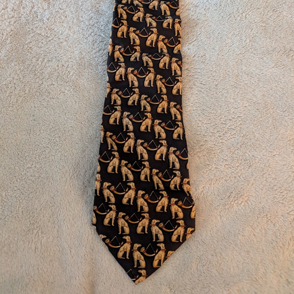Salvatore Ferragamo Silk Hunting Dog Novelty Print Tie